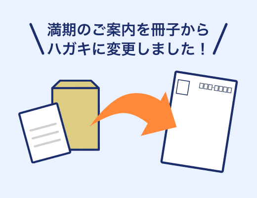 満期案内を冊子ではなく、ハガキに変更してほしい